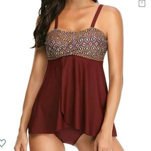 Burgundy Flyaway tankini Medium NWOT